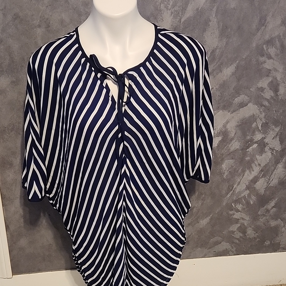 Mossimo Blue & White Sriped Bathing Suit Coverup Sz XS